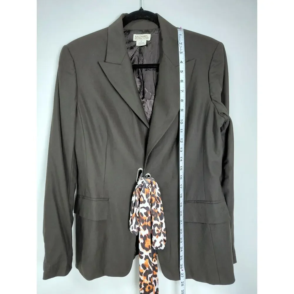 Michael Kors Wool Blend Brown Blazer Stretch Jacket Women Size 12